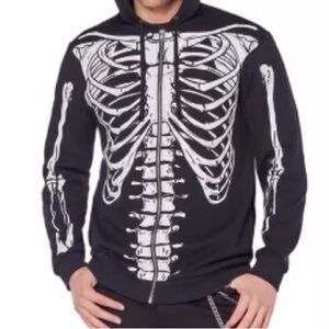 Men’s Skeleton Zip-Up Hoodie – Size Medium – Never Worn